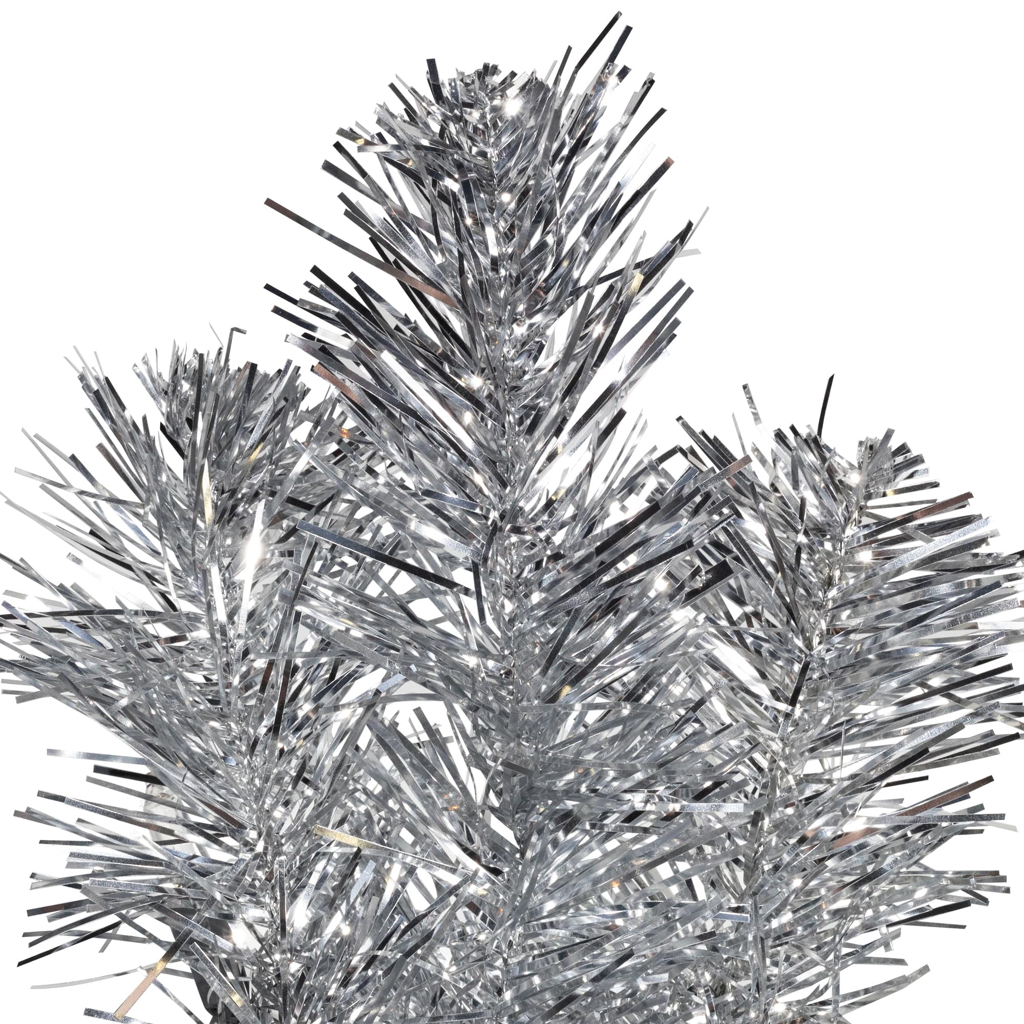 3ft. Pre-Lit Silver Tinsel Artificial Christmas Tree, Clear Lights